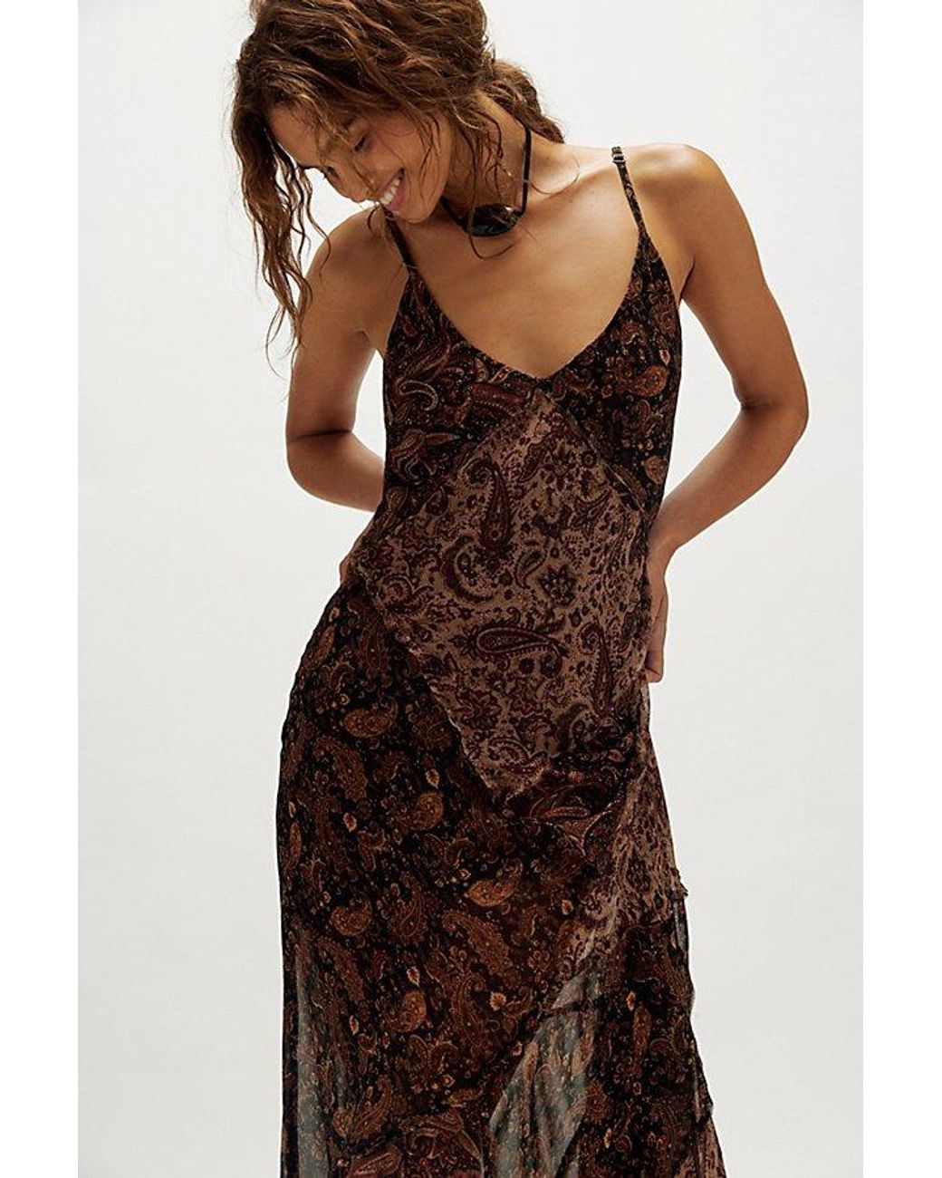Nigel Preston Paisley Patch Maxi Dress in Brown | Lyst