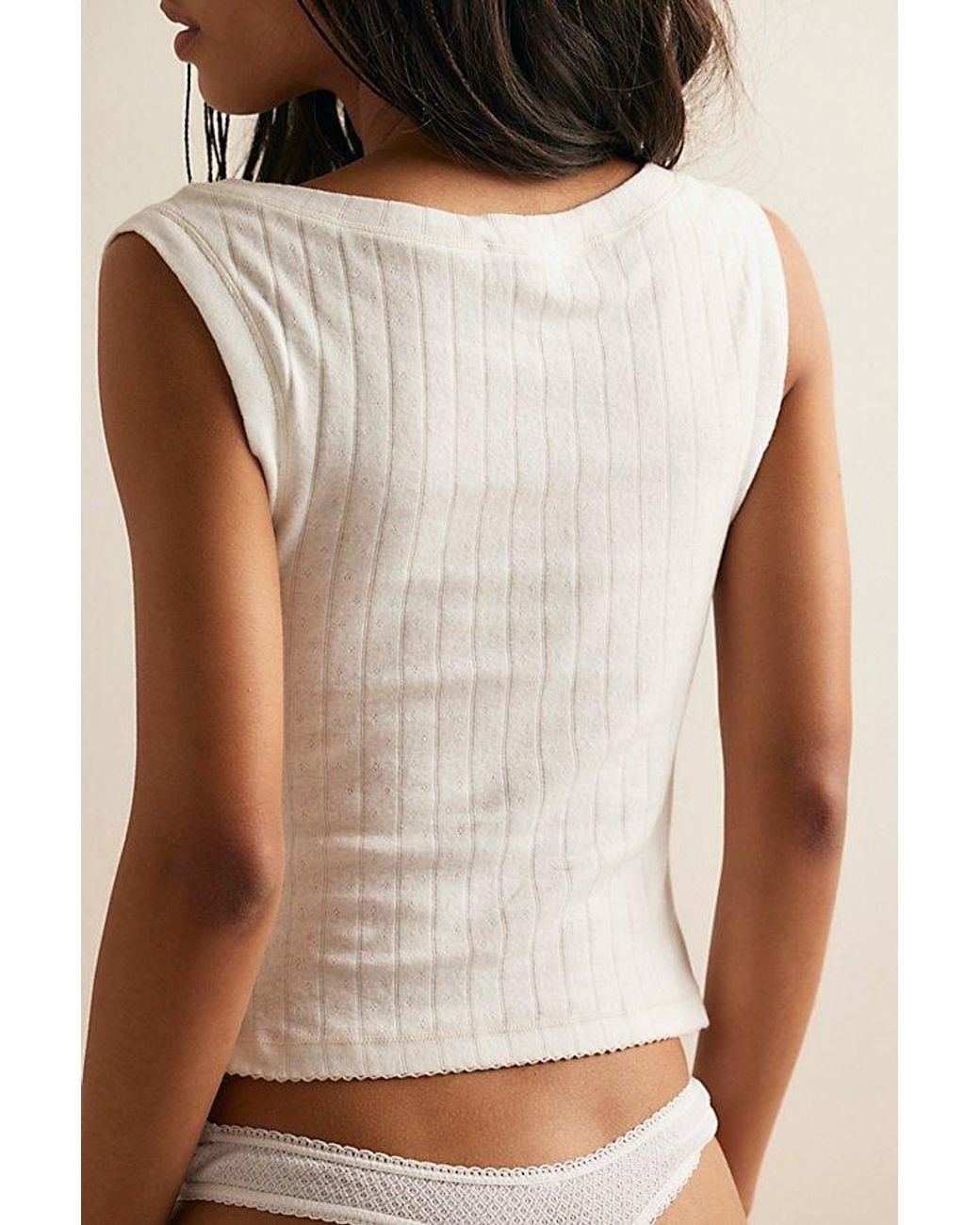 Intimately By Free People Brown End Game Pointelle Muscle Tank Top By