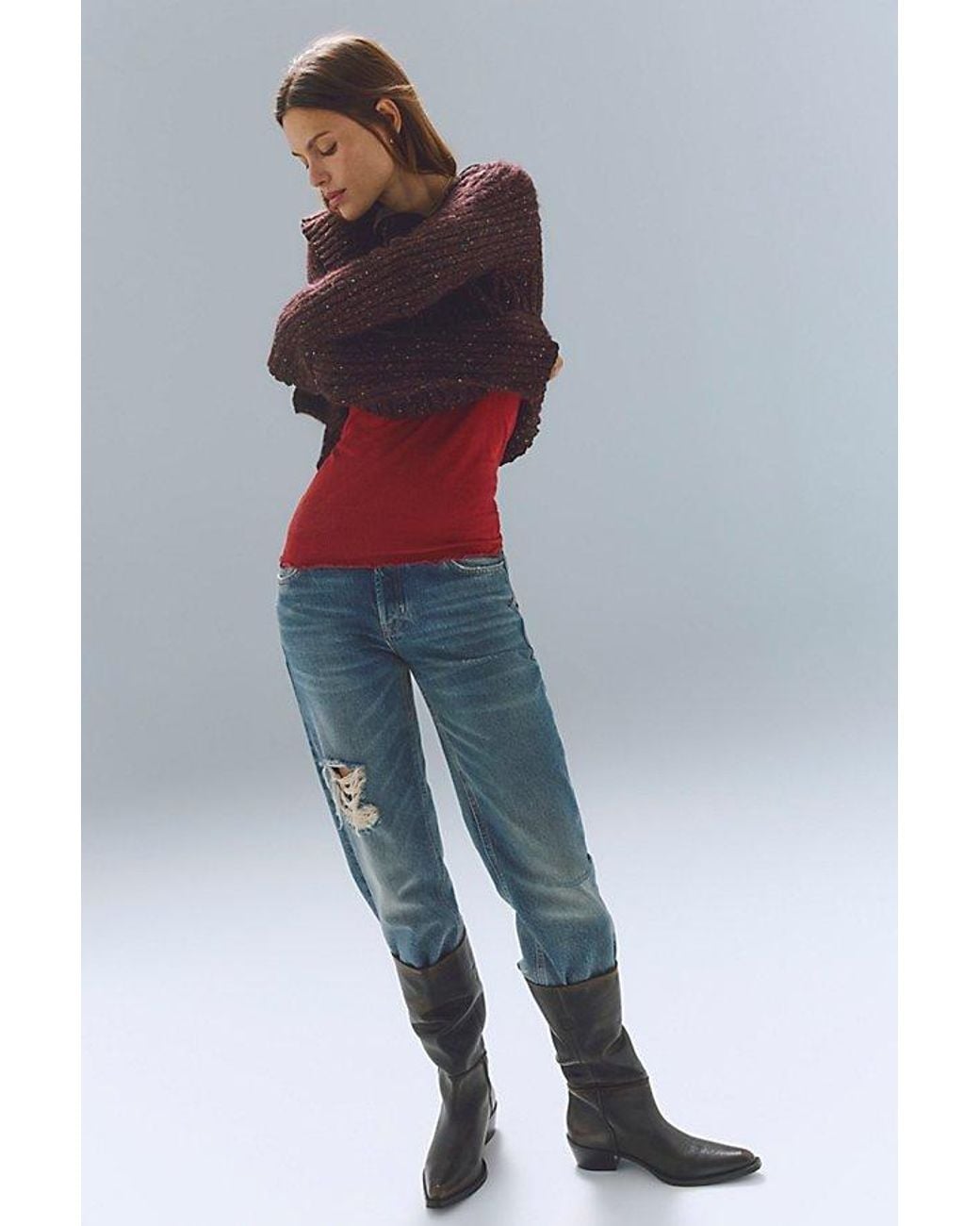 Intimately By Free People Red Base Layer Thermal Scoop Neck Long Sleeve By