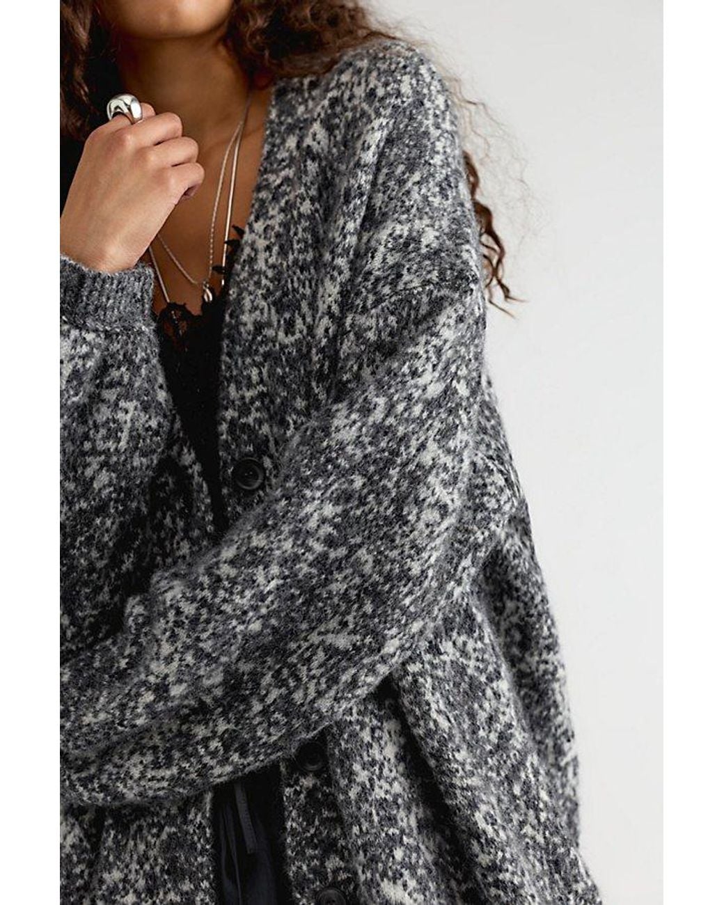 Free People Black Leo Oversized Cardi