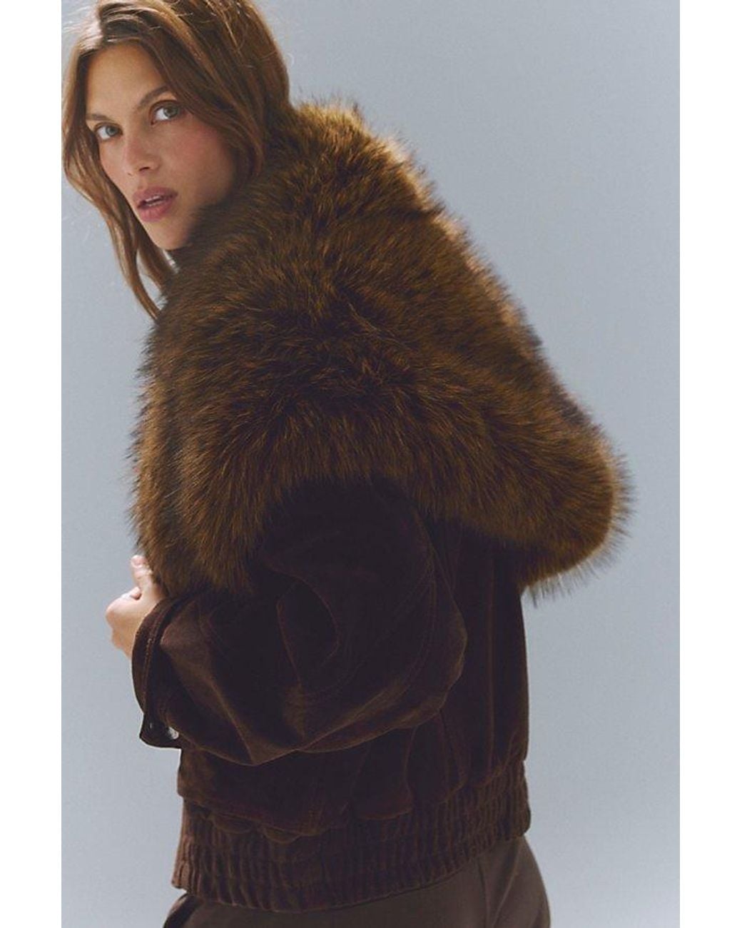 Free People Blue Ice Breaker Faux Fur Shawl