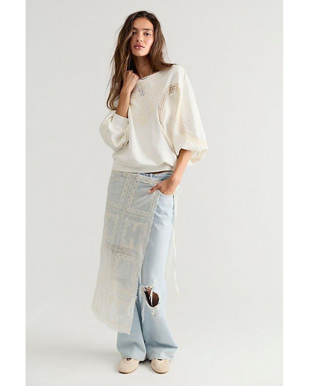 Free People Multicolor Love Lace Sweatshirt