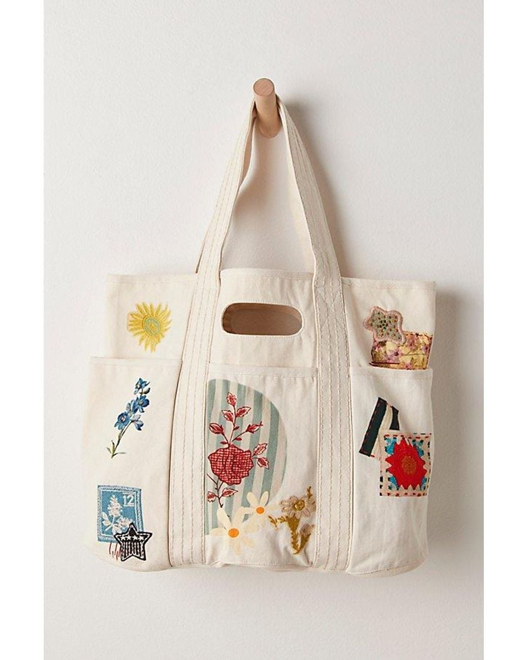 Free People Natural Patch Printed Caravan Tote
