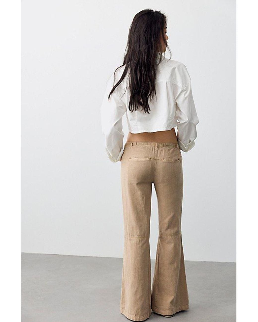 Free People Multicolor Break The Ice Linen Slouch Flare Pants