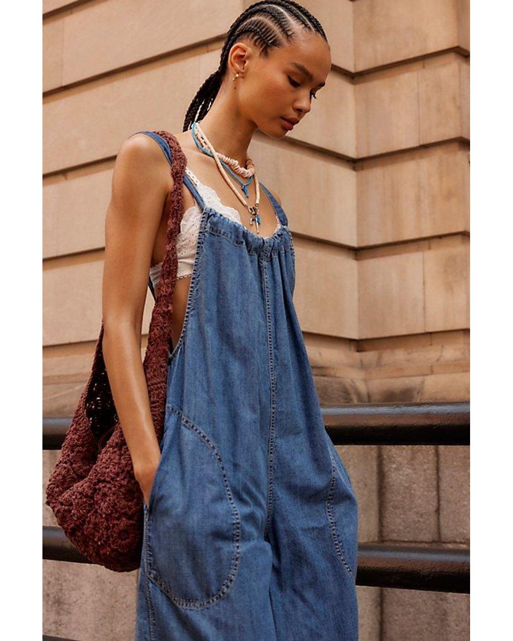 Free People Blue Freebird Jumpsuit