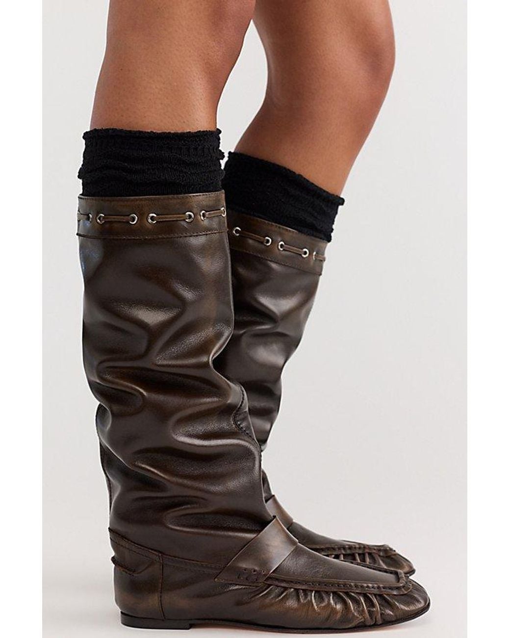 Miista Black Kali Loafer Tall Boots