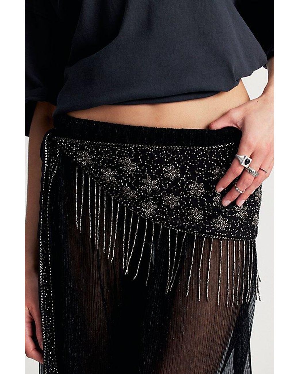 Free People Beaded Blooms Skirt Belt in Black | Lyst display picture 1