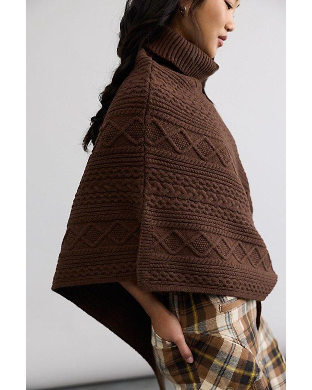 Free People Multicolor Cannon Cable Poncho