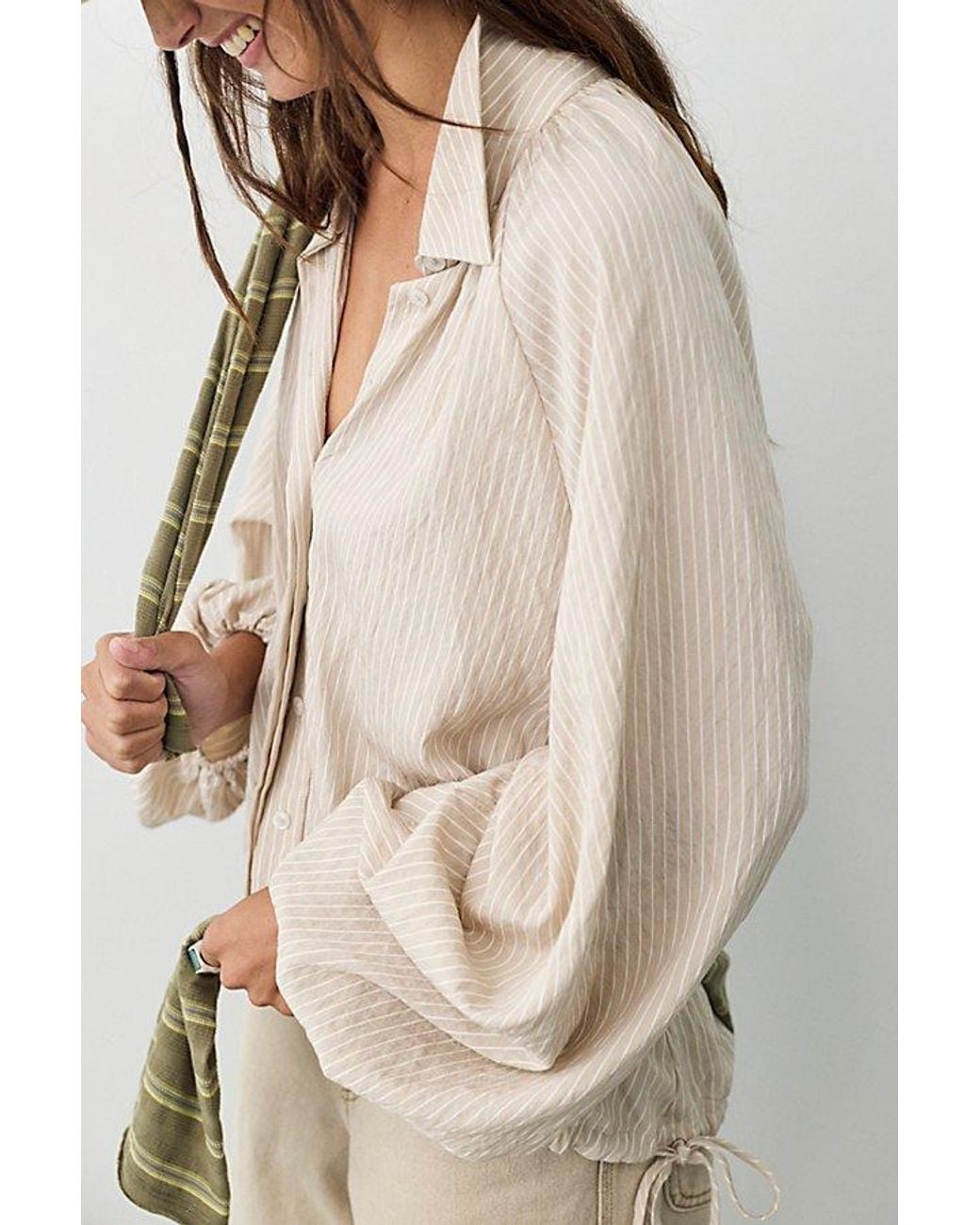 Free People Brown My Bubble Button Down Top