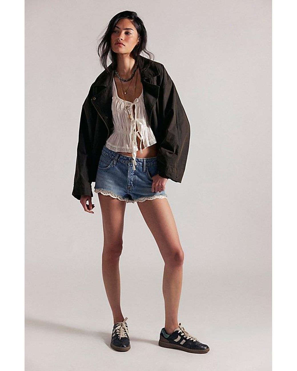 Free People Blue Cali Lace Shorties