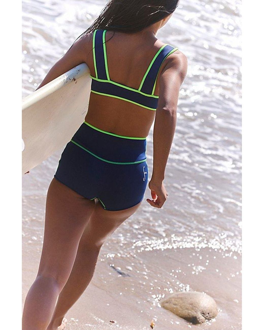 Seea White Darla High-Waisted Boyshort Surf Bottoms