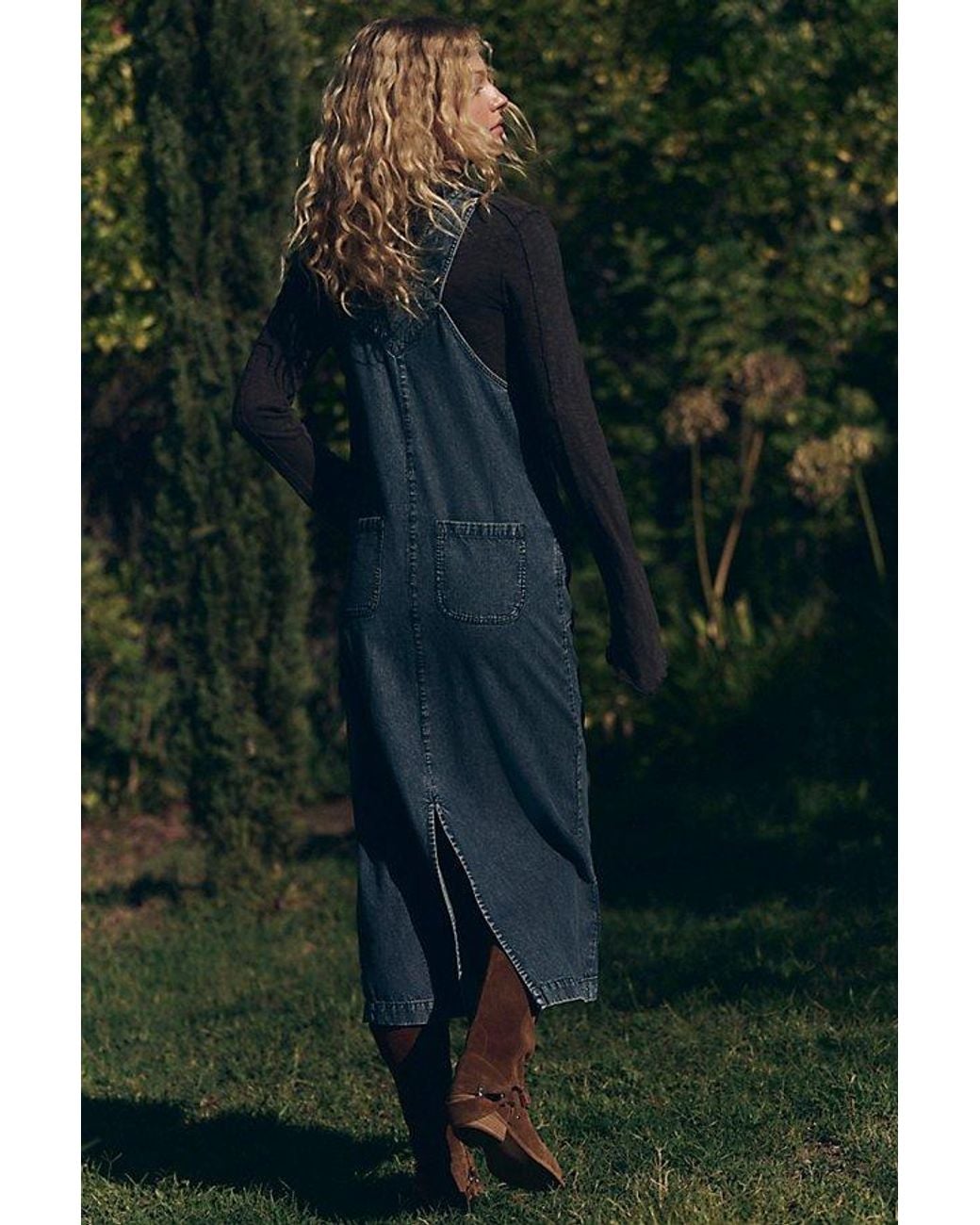 Free People Green Hanson Solid Apron Midi Dress