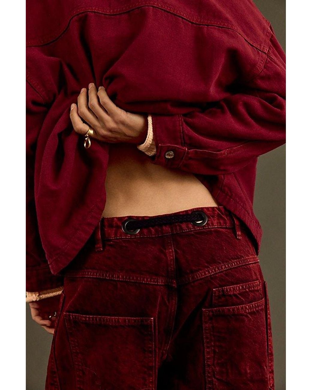 Free People Brown Moxie Pull-On Barrel Jeans