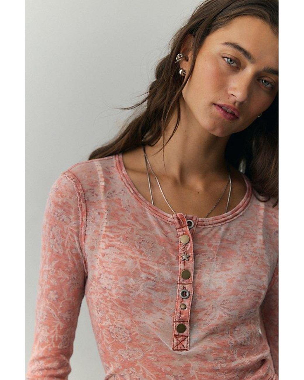 Free People Multicolor Floral Haze Henley