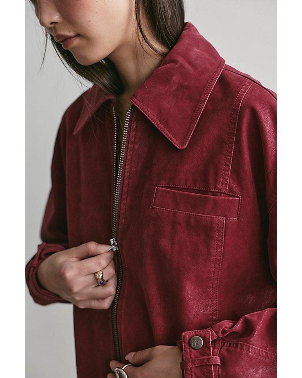 Free People Red Sloane Vegan Suede Jacket