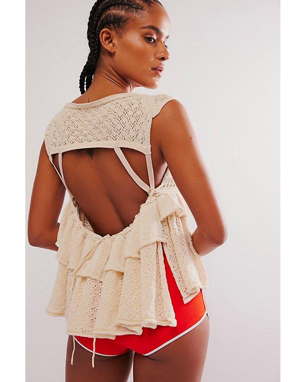 Free People Juliette Ruffle Top in Red | Lyst