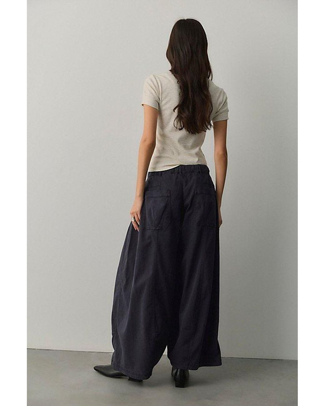 Free People Blue Take Shape Wide Taper Pants