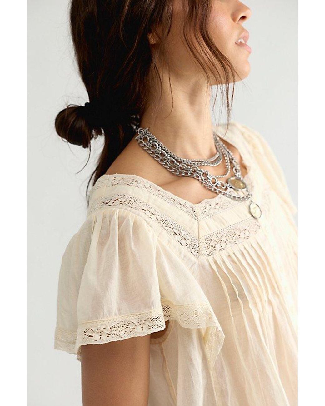 Free People Natural Monica Square Neck Button Down Top