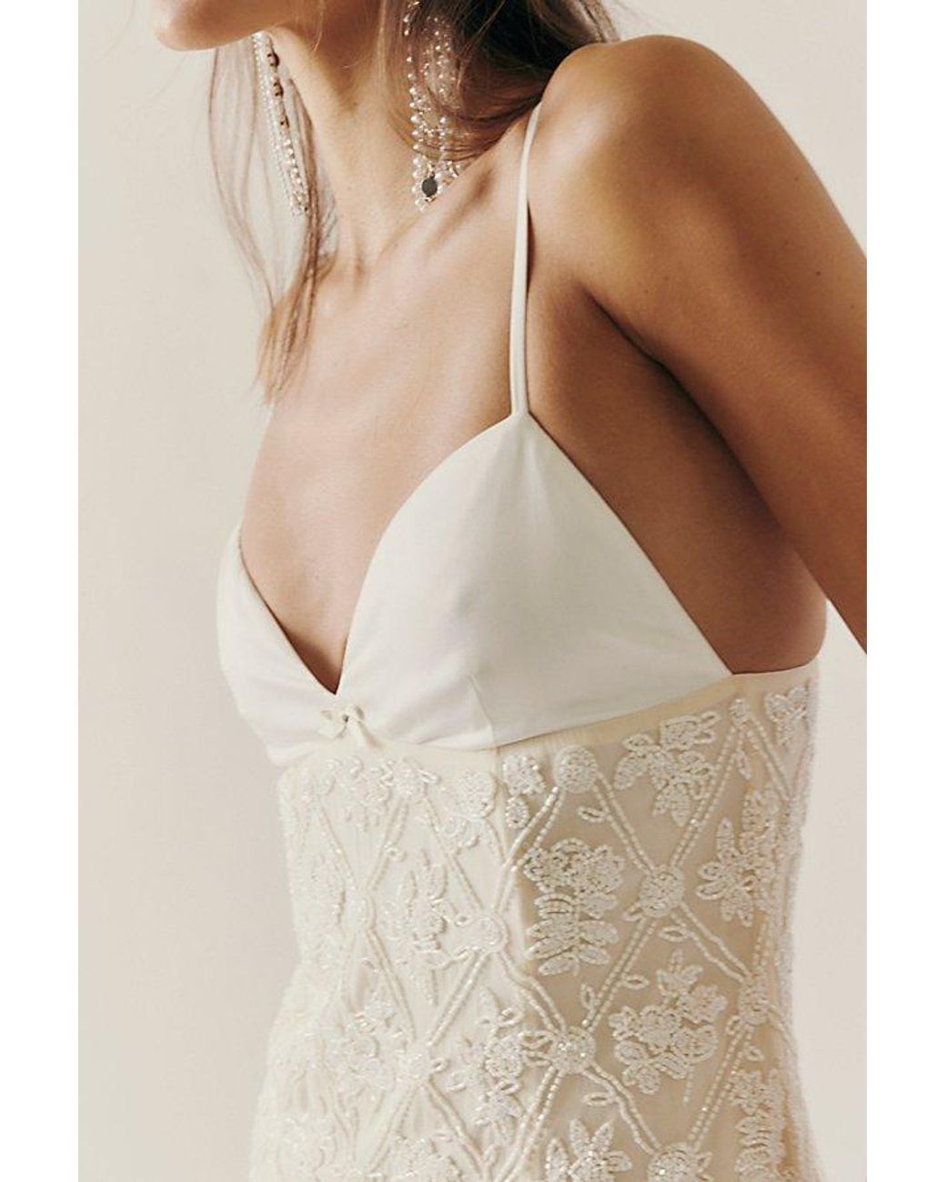 for love and lemons bridget beaded mini dress For Love & Lemons Bridget Beaded Mini Dress in Natural
