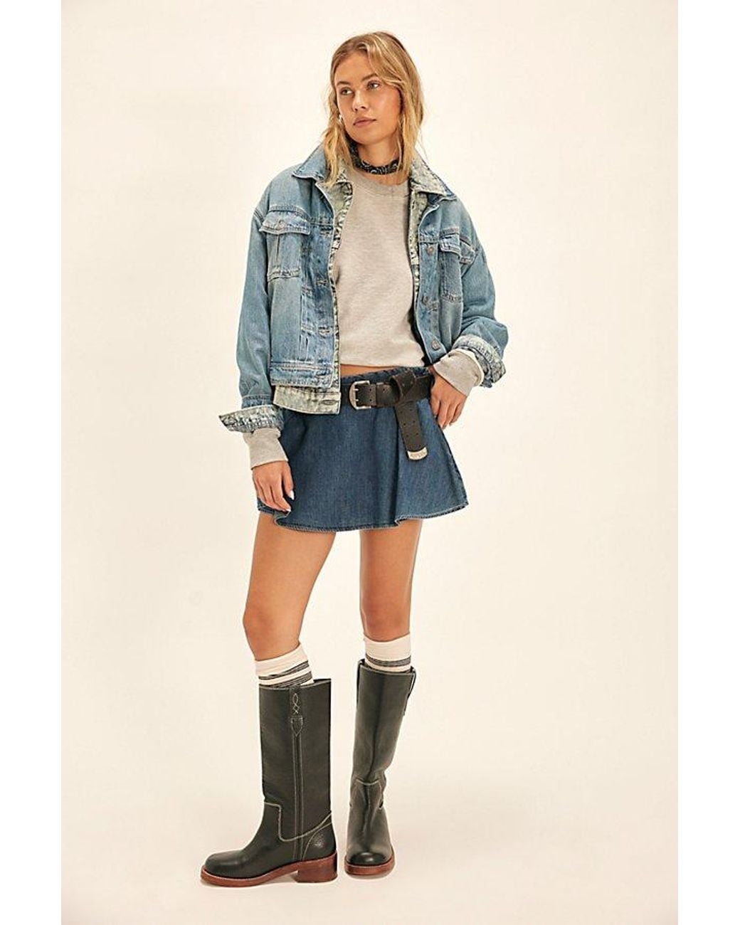 Free People Blue Paradise Found Denim Skort