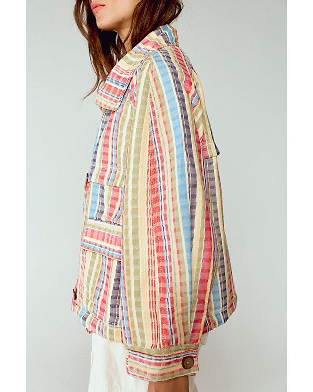 Free People White Jojo Beach Funnel-Neck Jacket