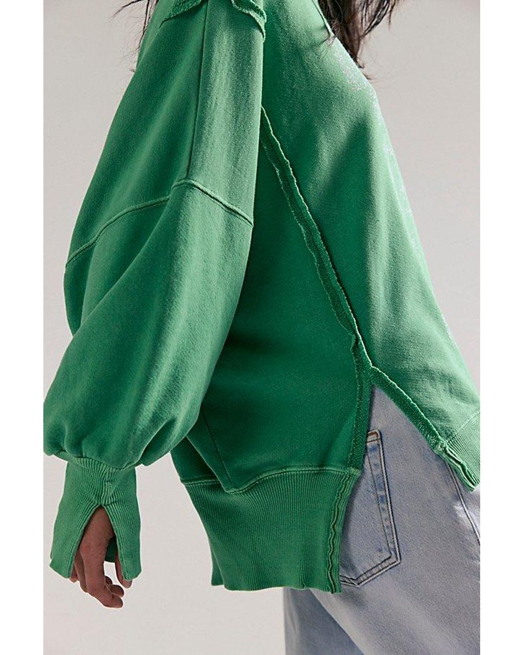 Free People Green Graphic Camden Pullover