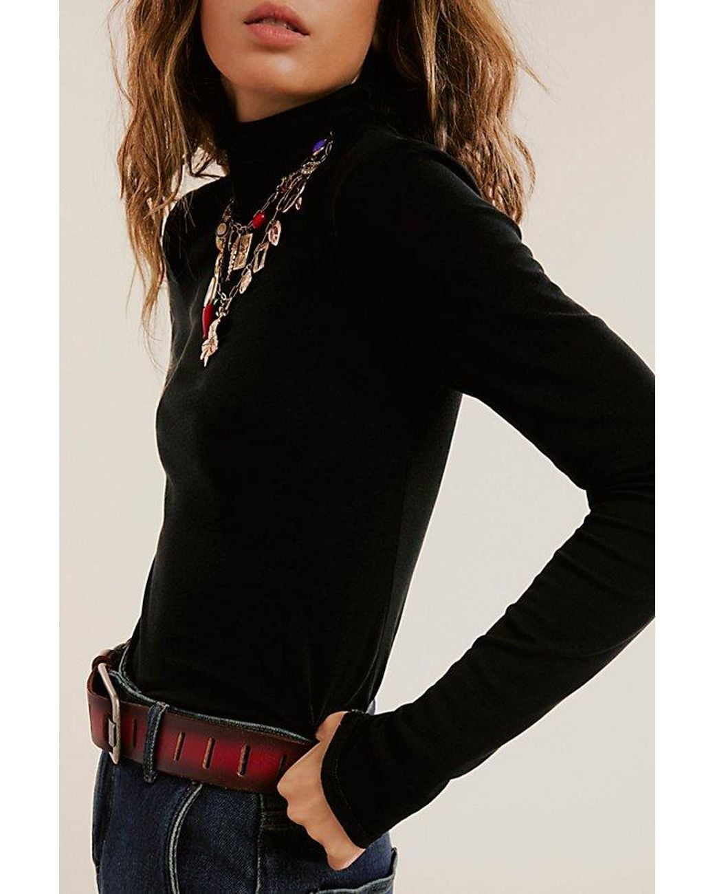 Free People Black Good Good Turtleneck Top