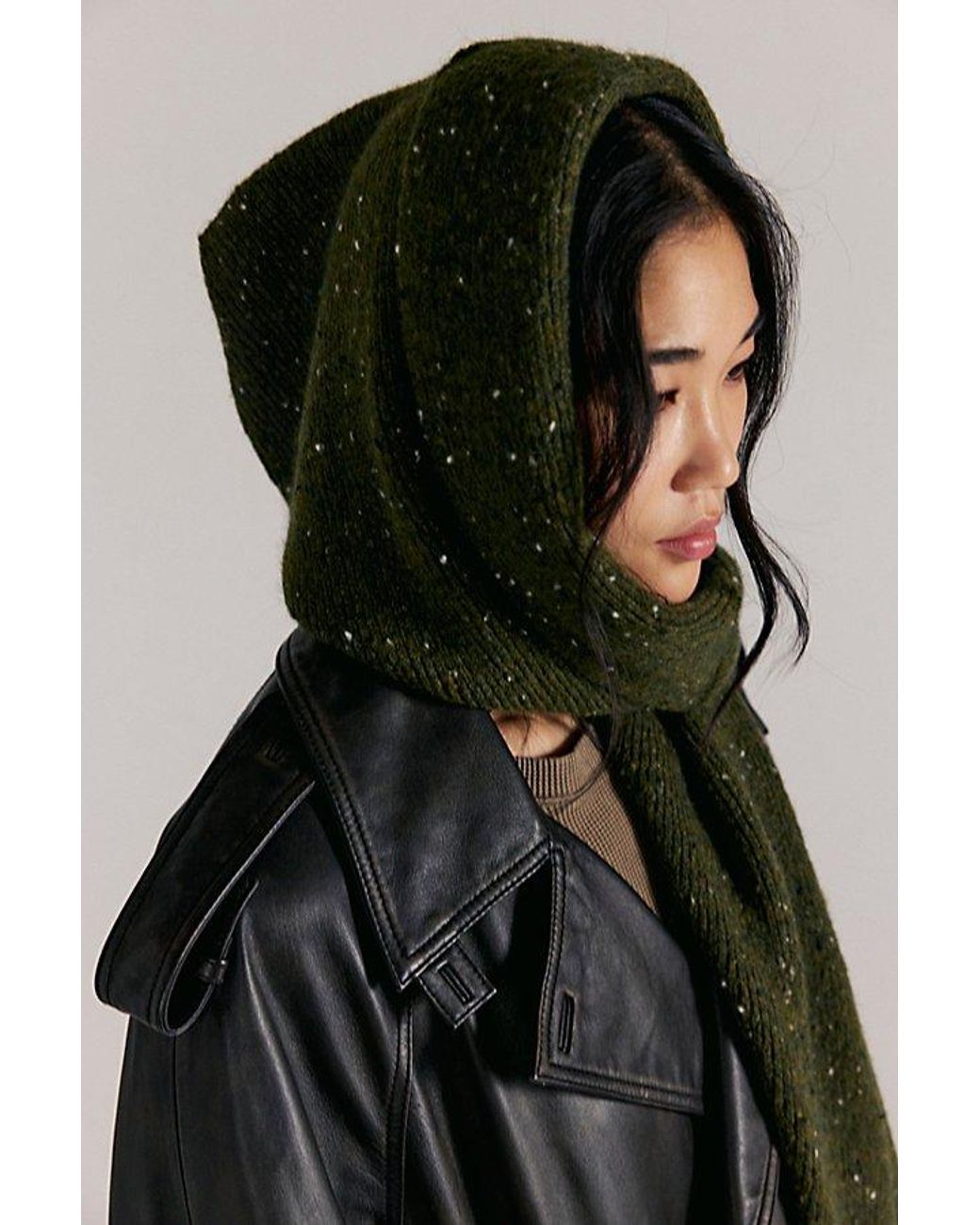 Free People Black Wrap Me Up Hooded Scarf
