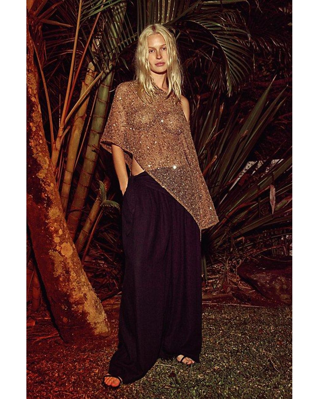 free-est Blue Sandshell Linen Priya Sarong Pants By