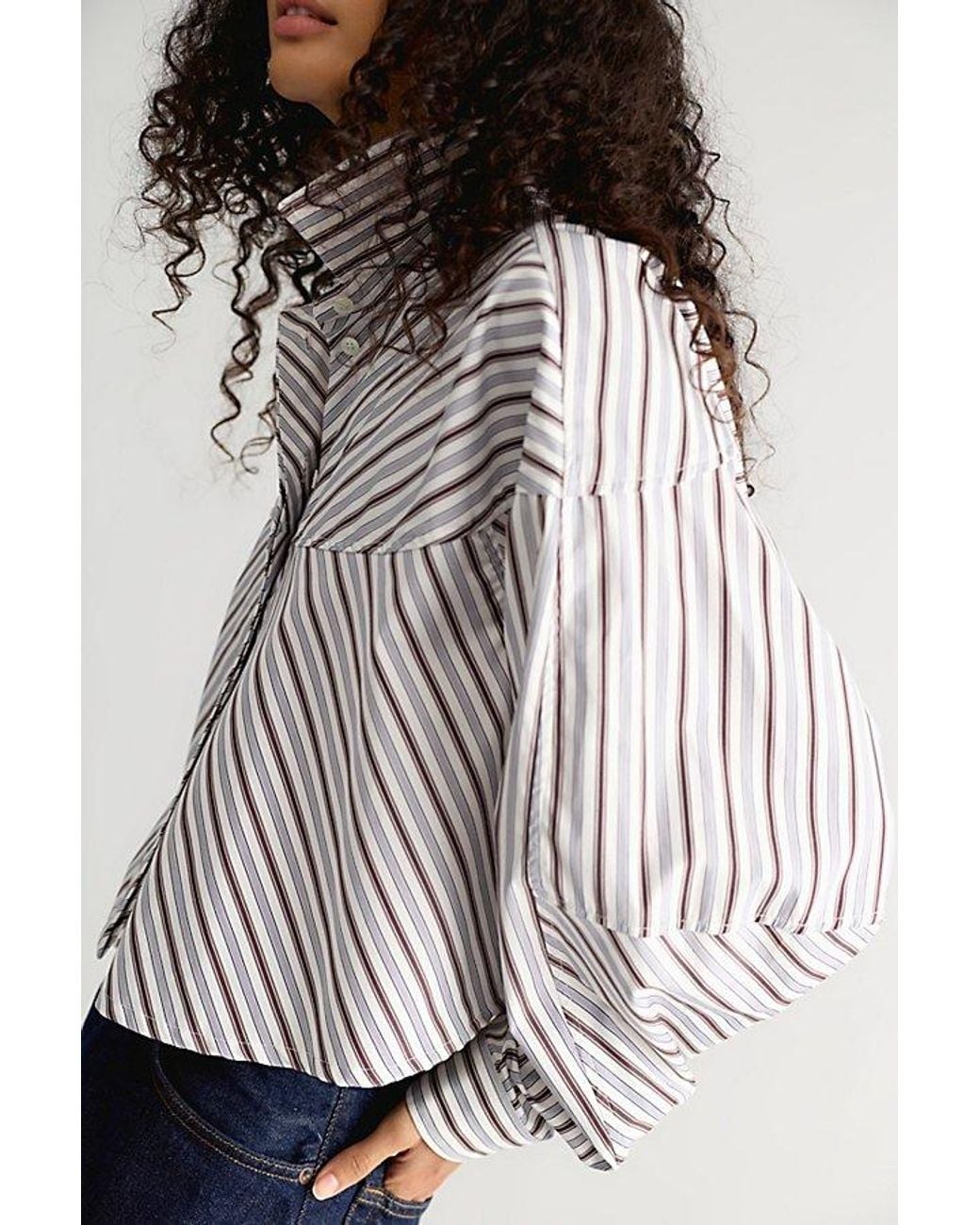 Agolde Black Agnes Striped Button Down Shirt