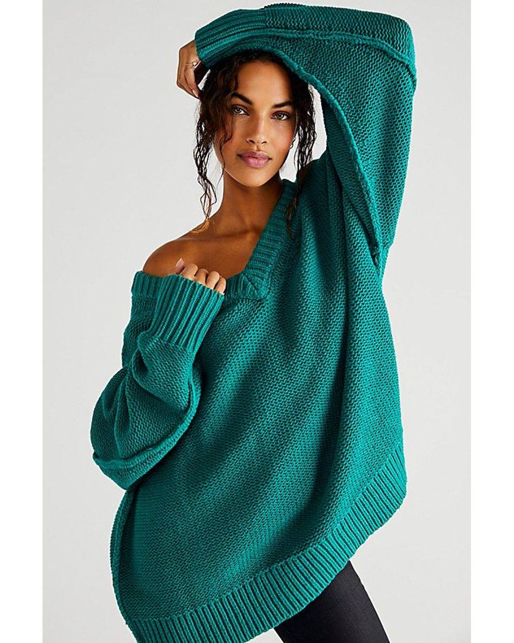 Free People Alli V neck Sweater in Green Lyst UK