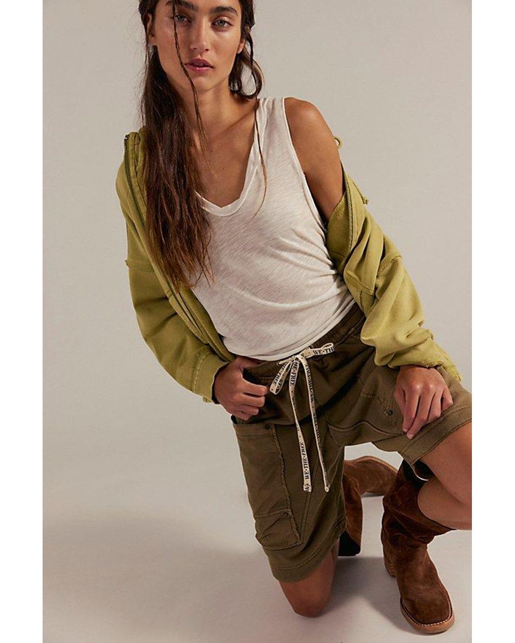 Free People Green Jet Set Shorts