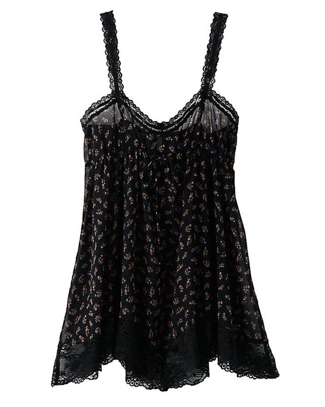 Intimately By Free People Black Cala Luna Mini Slip Dress By