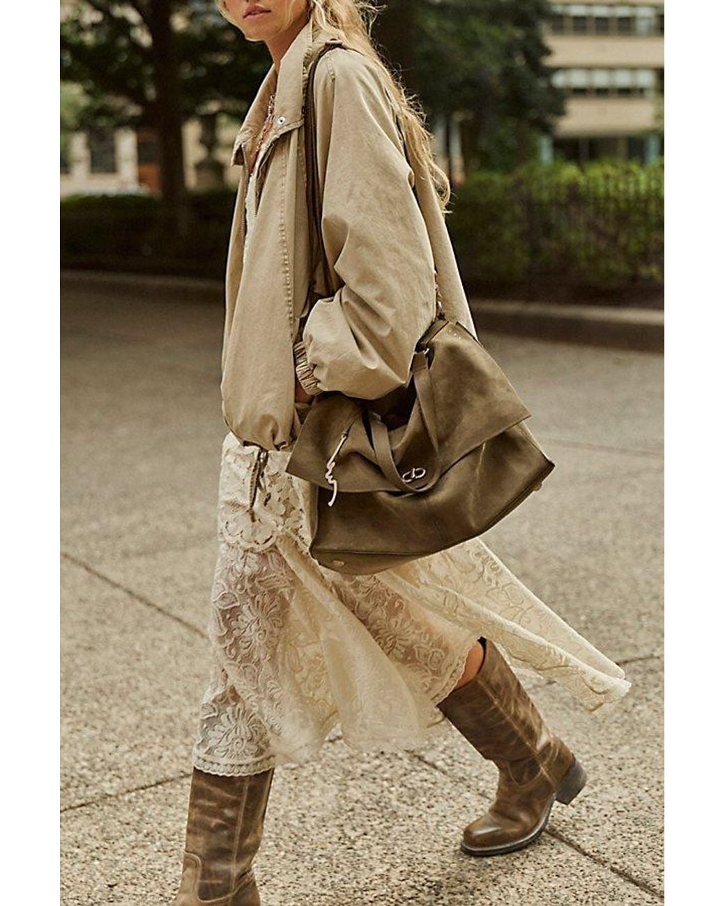 Free People Natural Parker Suede Tote