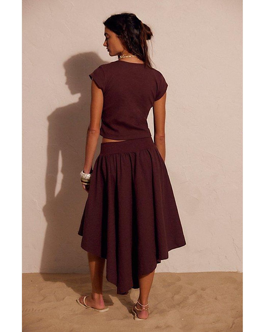 Free People Brown Annette Tee Skirt Set By