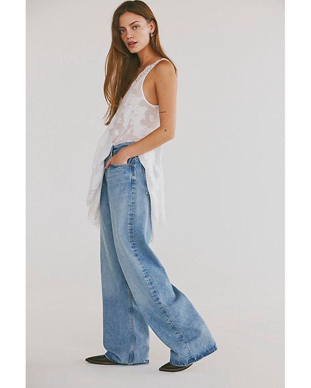 Agolde Blue Low-Rise Baggy Jeans