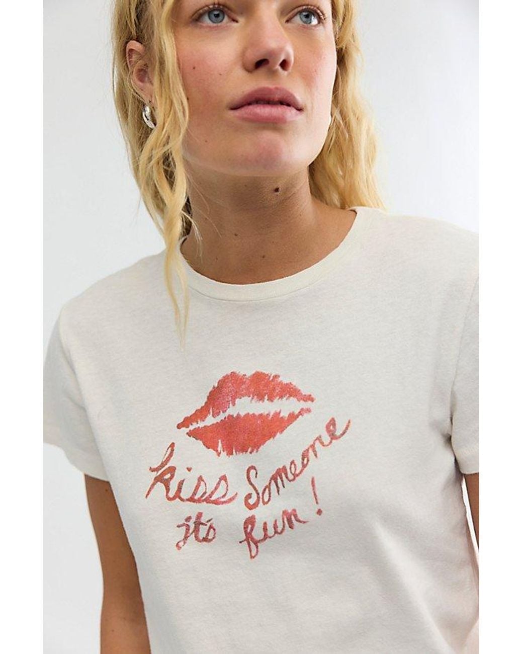 Re/done White Kiss Someone Classic Cotton Tee