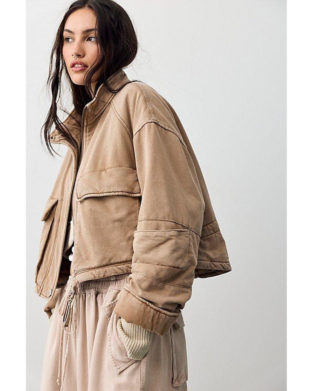 Free People Brown Wes Washed Jacket