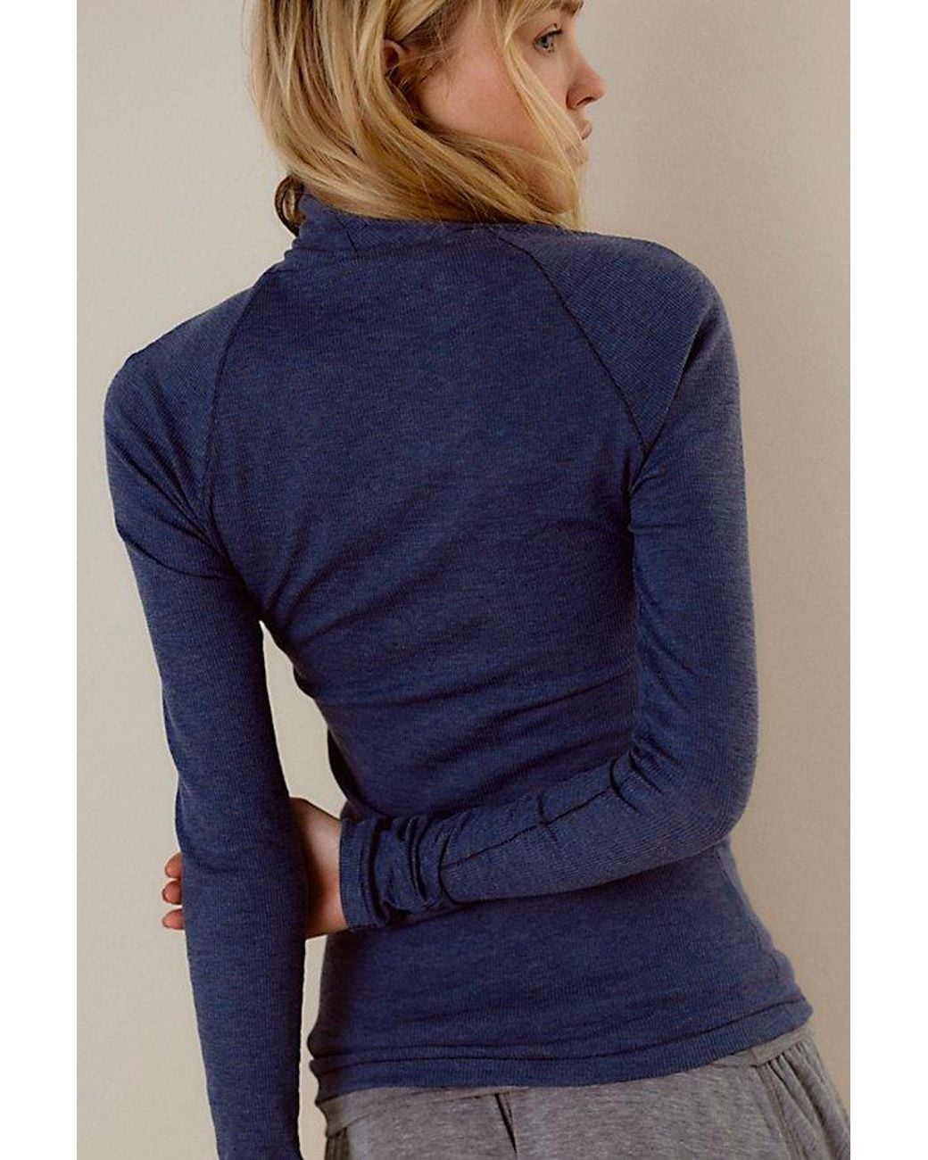 Intimately By Free People Blue Keeping It Light Ribbed Turtleneck Top By
