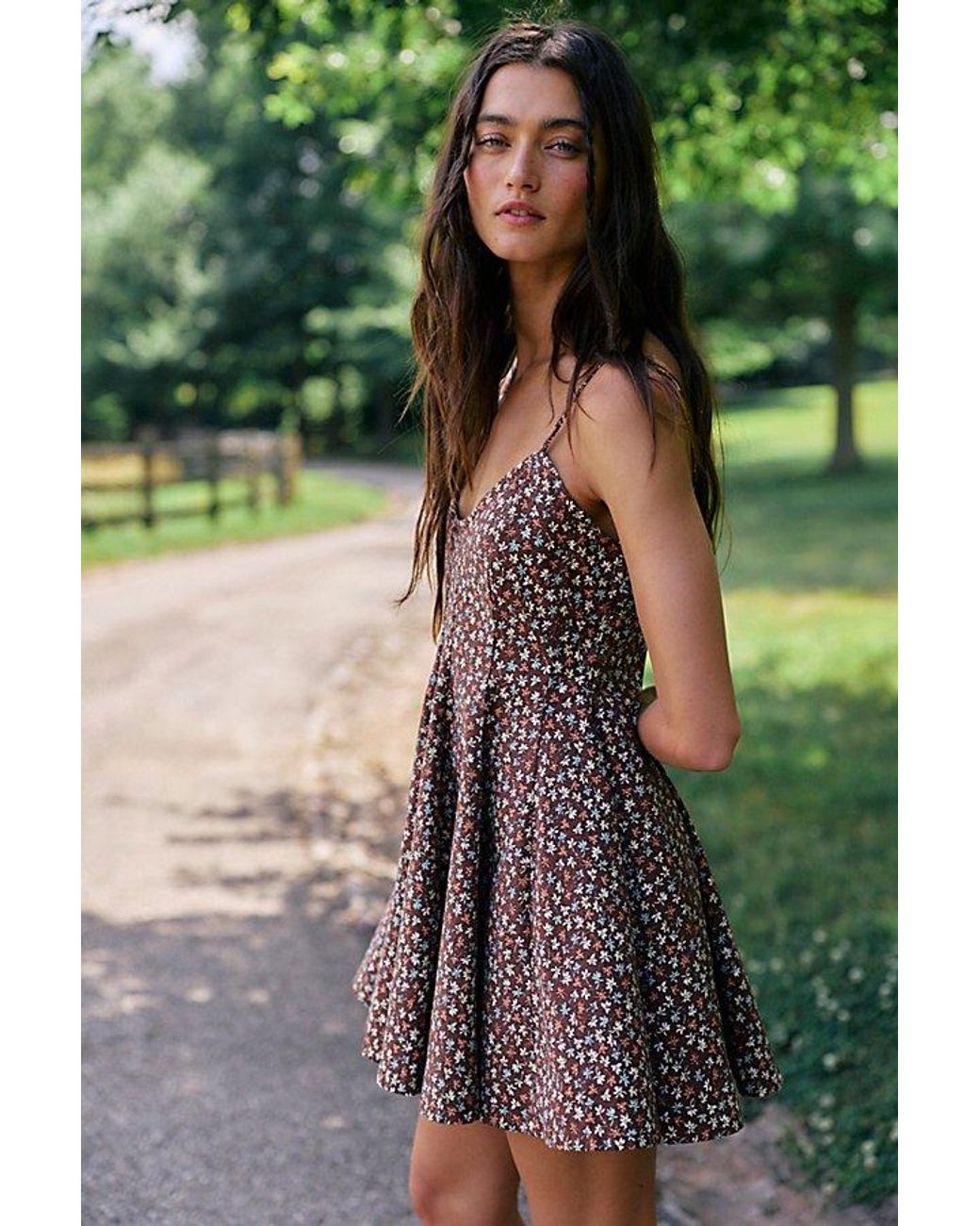 Free People Multicolor Tan Lines Printed Mini Dress