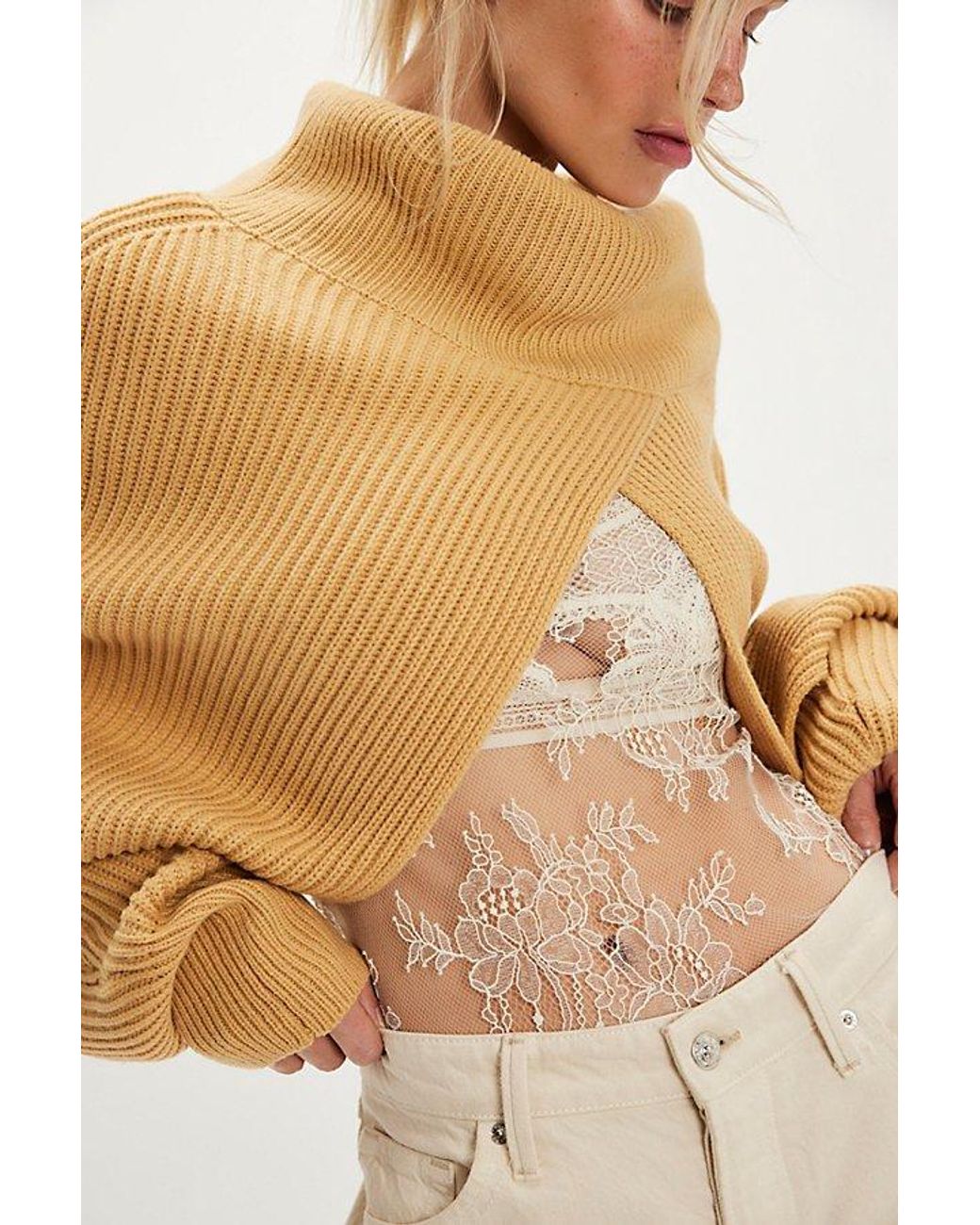 Free People Natural Lena Turtleneck Bolero