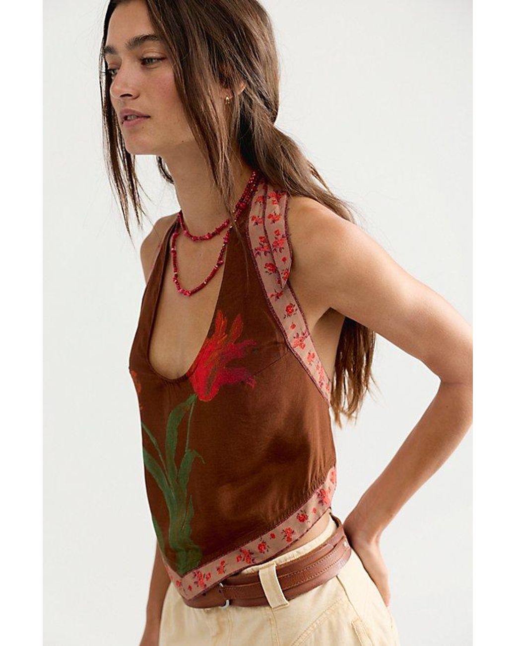 Free People Brown Scarlett Halter Top