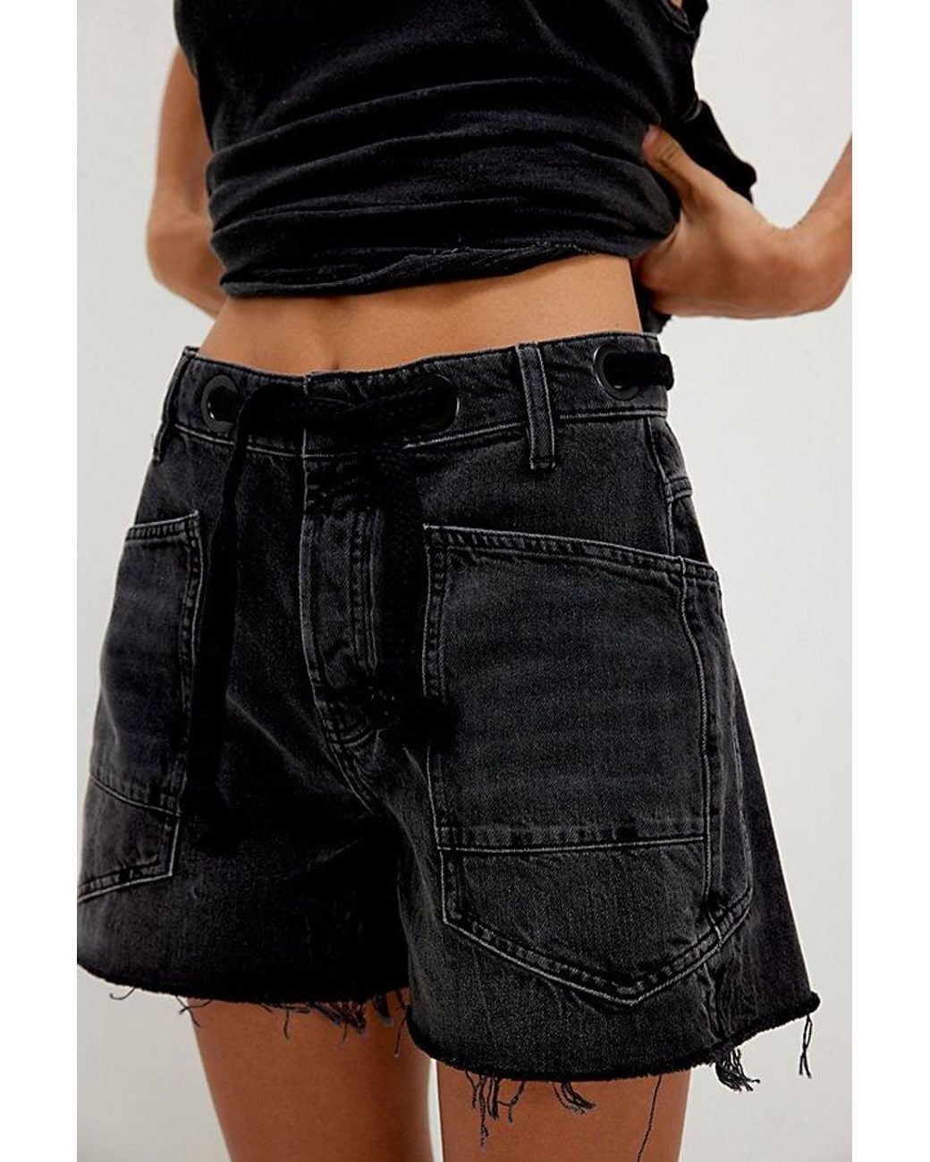 Free People Black Moxie Barrel Shorts