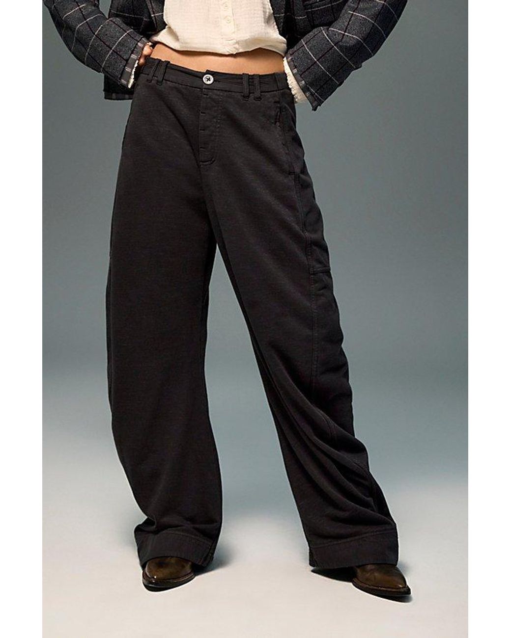 Free People Gray Spotlight Knit Barrel Trousers