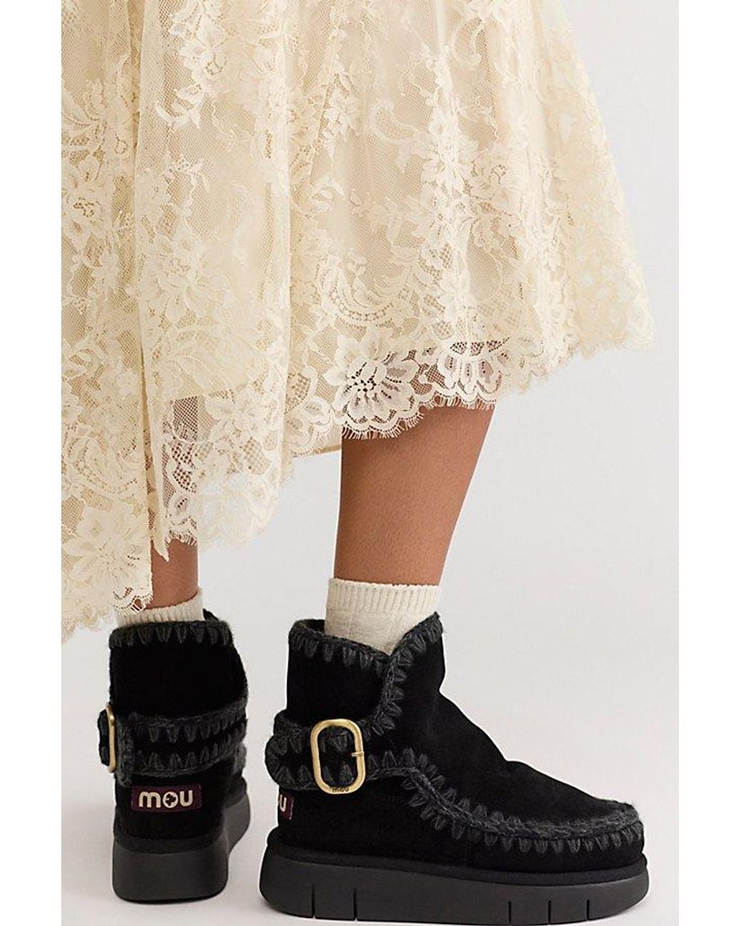 Mou Black Bounce Buckle Boots Shoe