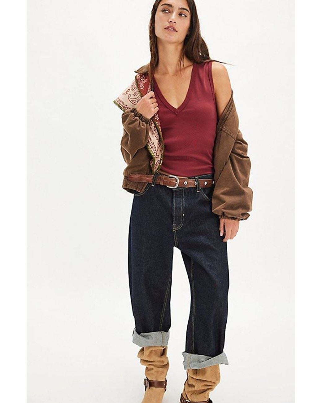 Free People Brown Neria V-Neck Tank Top