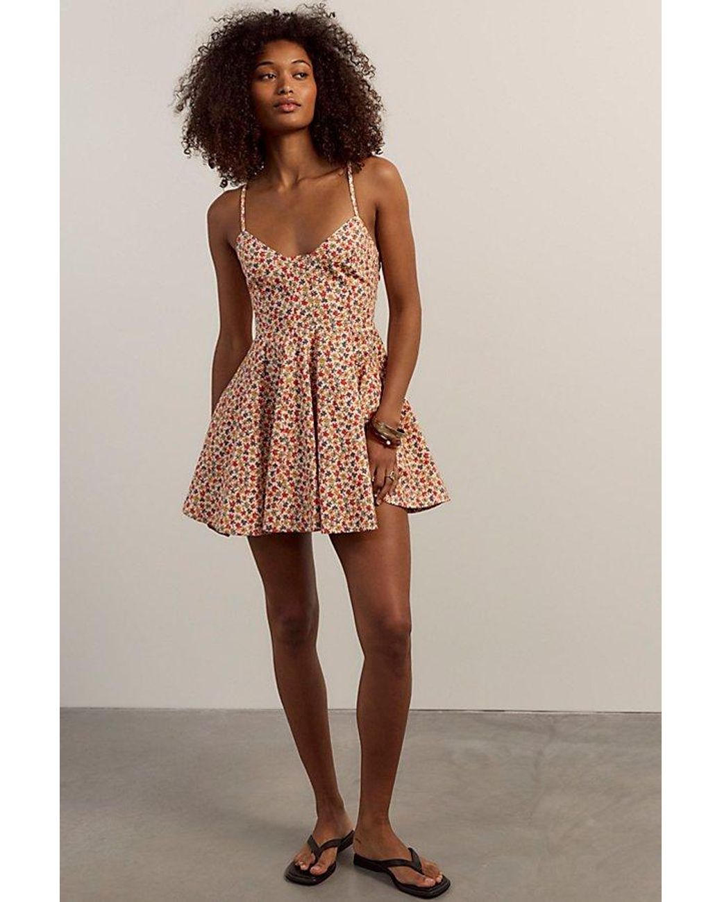 Free People Brown Tan Lines Printed Mini Dress