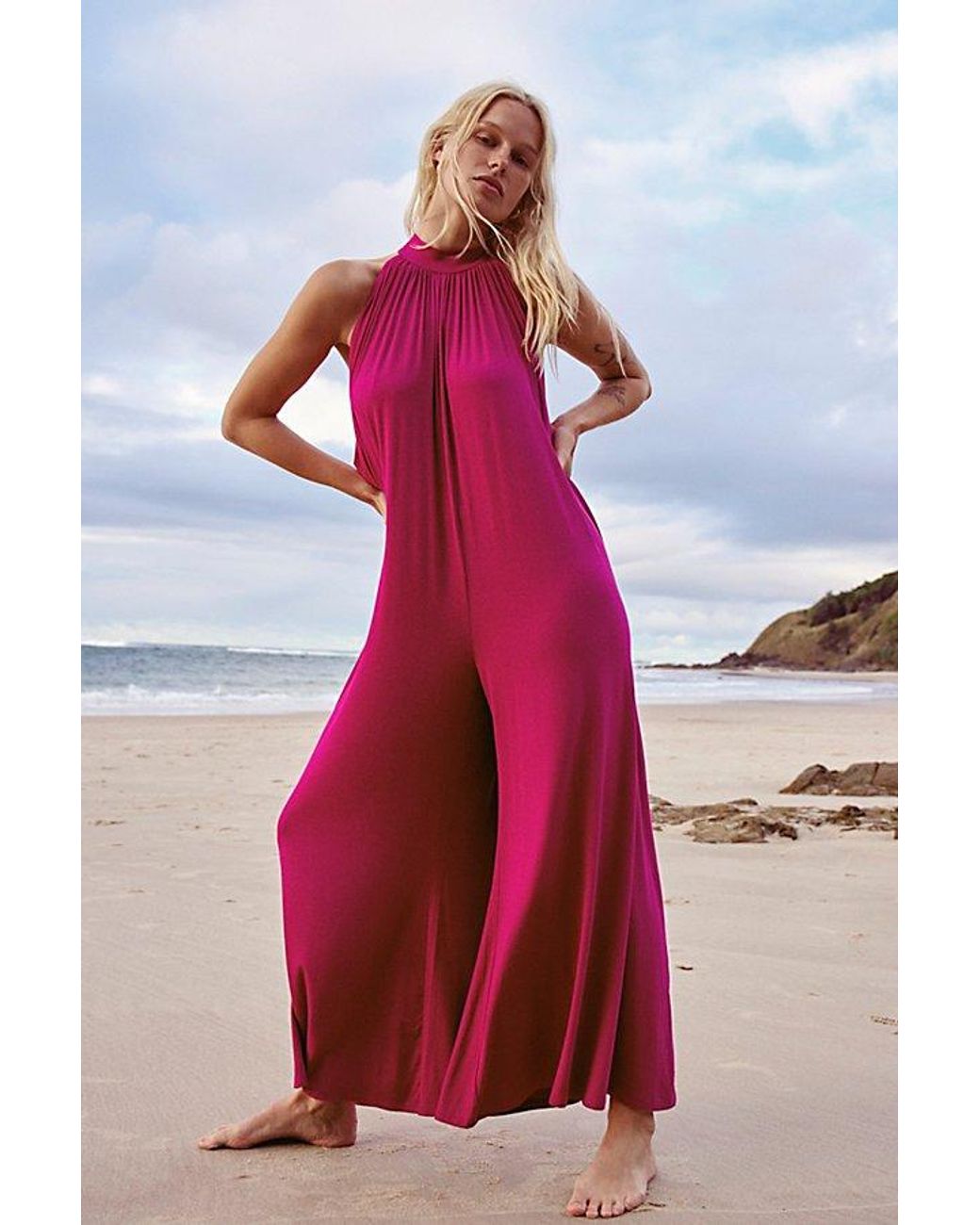 free-est Red Talk About It Jumpsuit By