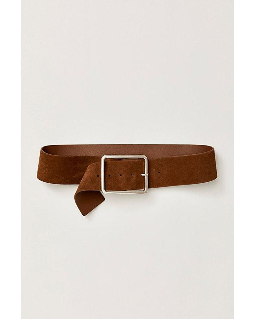 Free People Natural Suede Hex Hip Belt