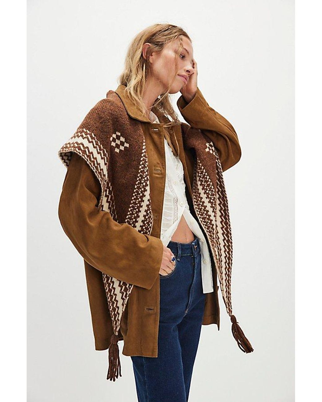 Free People Natural Over The Coat Shawl Jacket